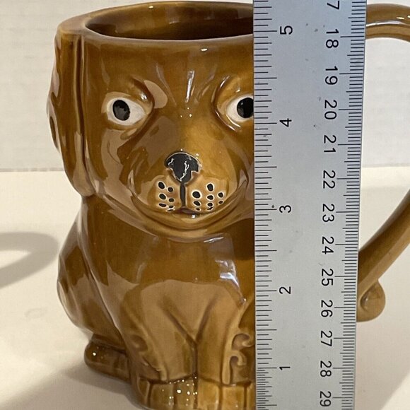 Boston Warehouse Dog Figural Coffee Mug Cup Stoneware 16 oz Brown Set of 2 NEW - Picture 10 of 11